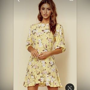 Faithfull the Brand Yellow Floral Mini Dress
